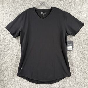 BYLT Basics Drop Cut Short Sleeve Shirt Mens Large L Black V Neck Lux Stretch